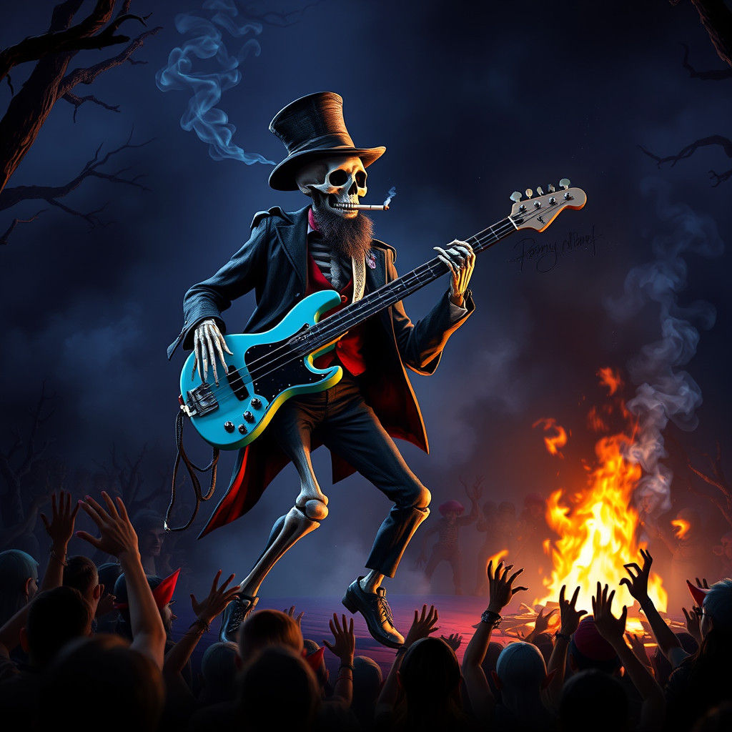 Skeleton Guitarist Rocks a Fantasy Stage