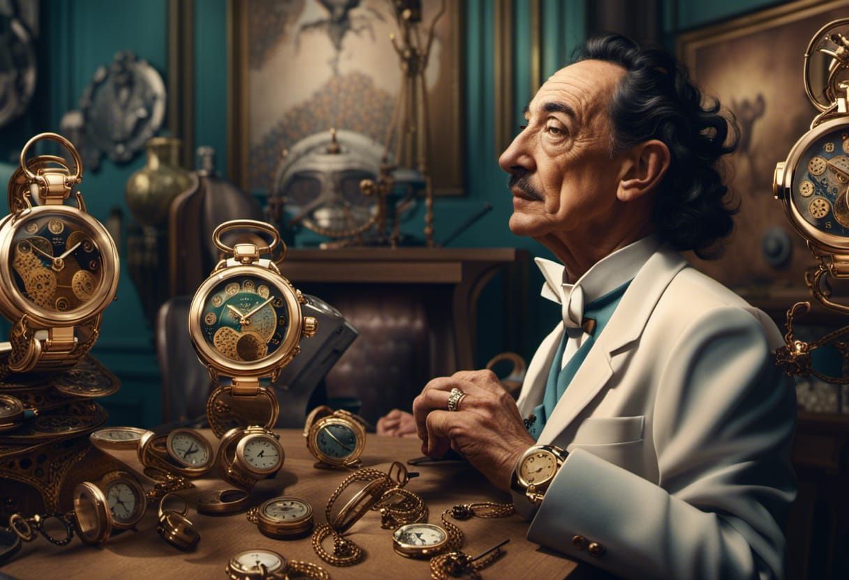 Salvador Dali Selling Watches: Detailed Matte Painting