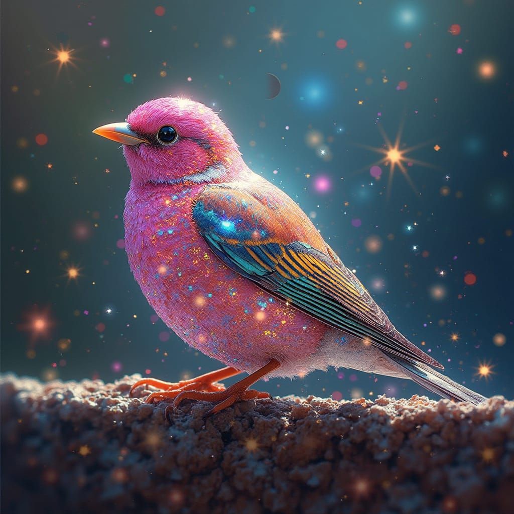 Double Exposure Sparrow in Flash Art Style