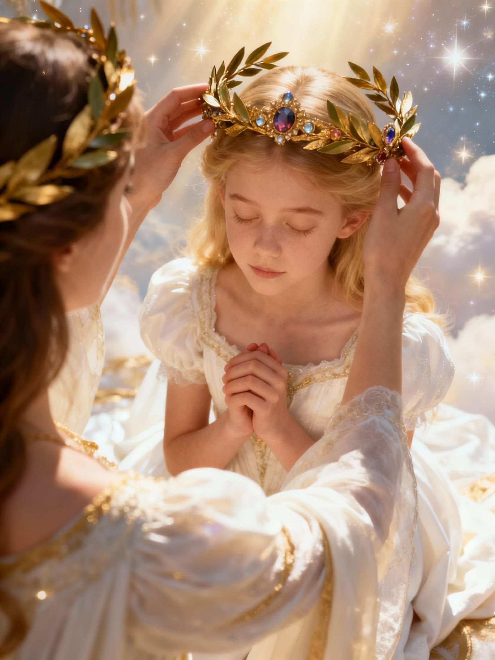 Peaceful Princess Crowned with Gold Laurel