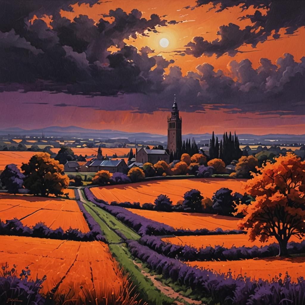 Orange Fields and Purple Sky Photorealism