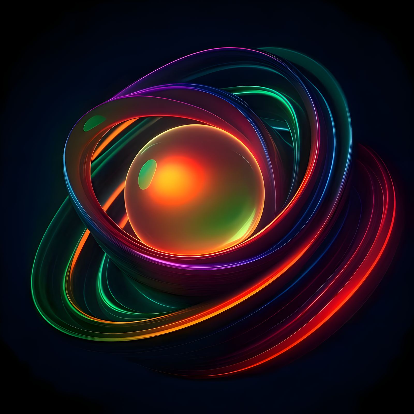 Vibrant Neon Swirls: Abstract Digital Art