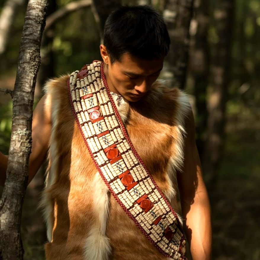 Native American Beaded Sash in Dark Woods