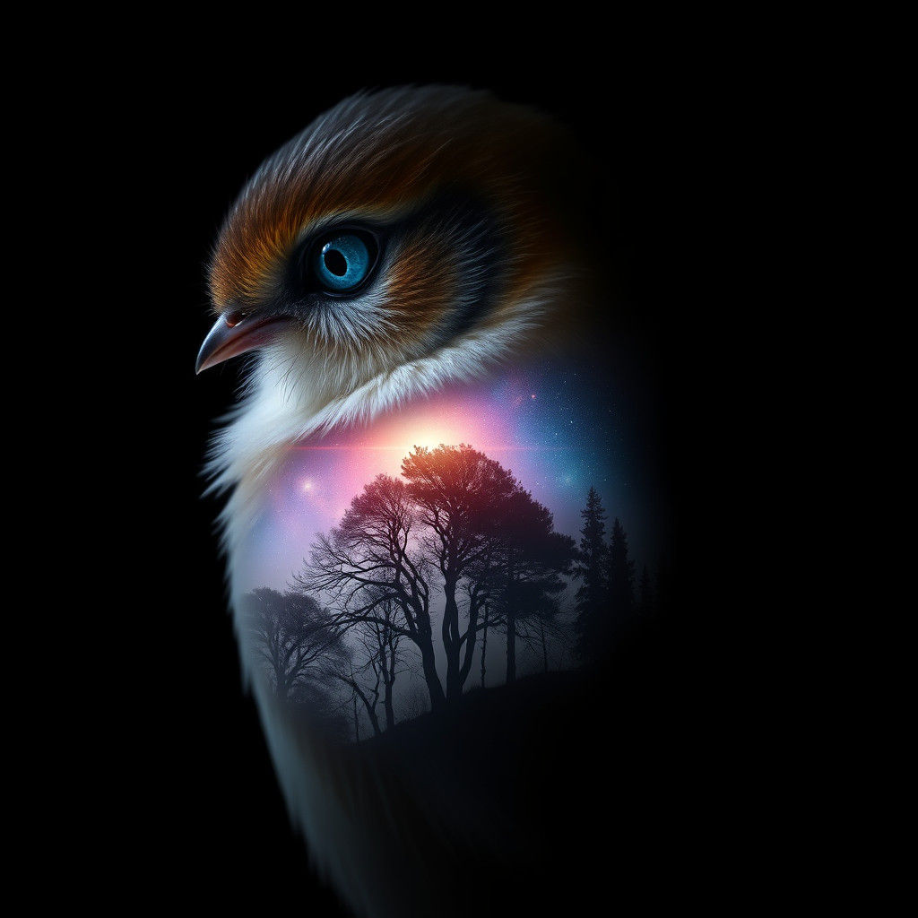Ethereal Squirrel with Galactic Landscape, Hyperrealism
