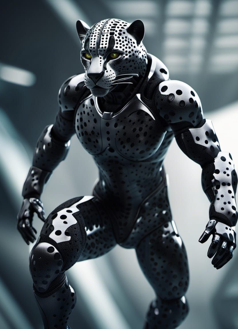 Humanoid Jaguar in futuristic armor