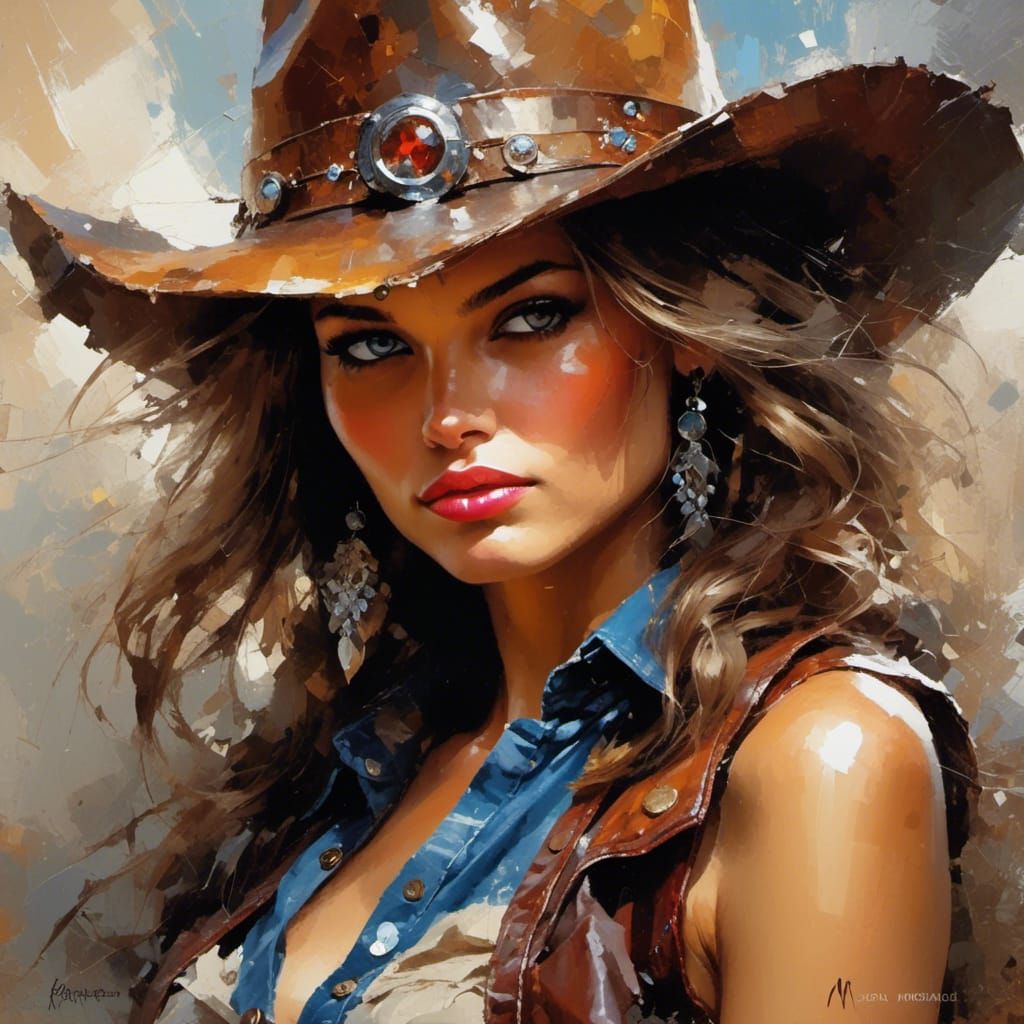 Sassy Cowgirl Illustration in Fantasy Art Style