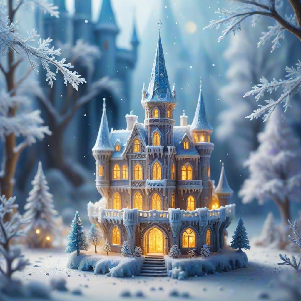 Ethereal Winter Wonderland in Vibrant Digital Art