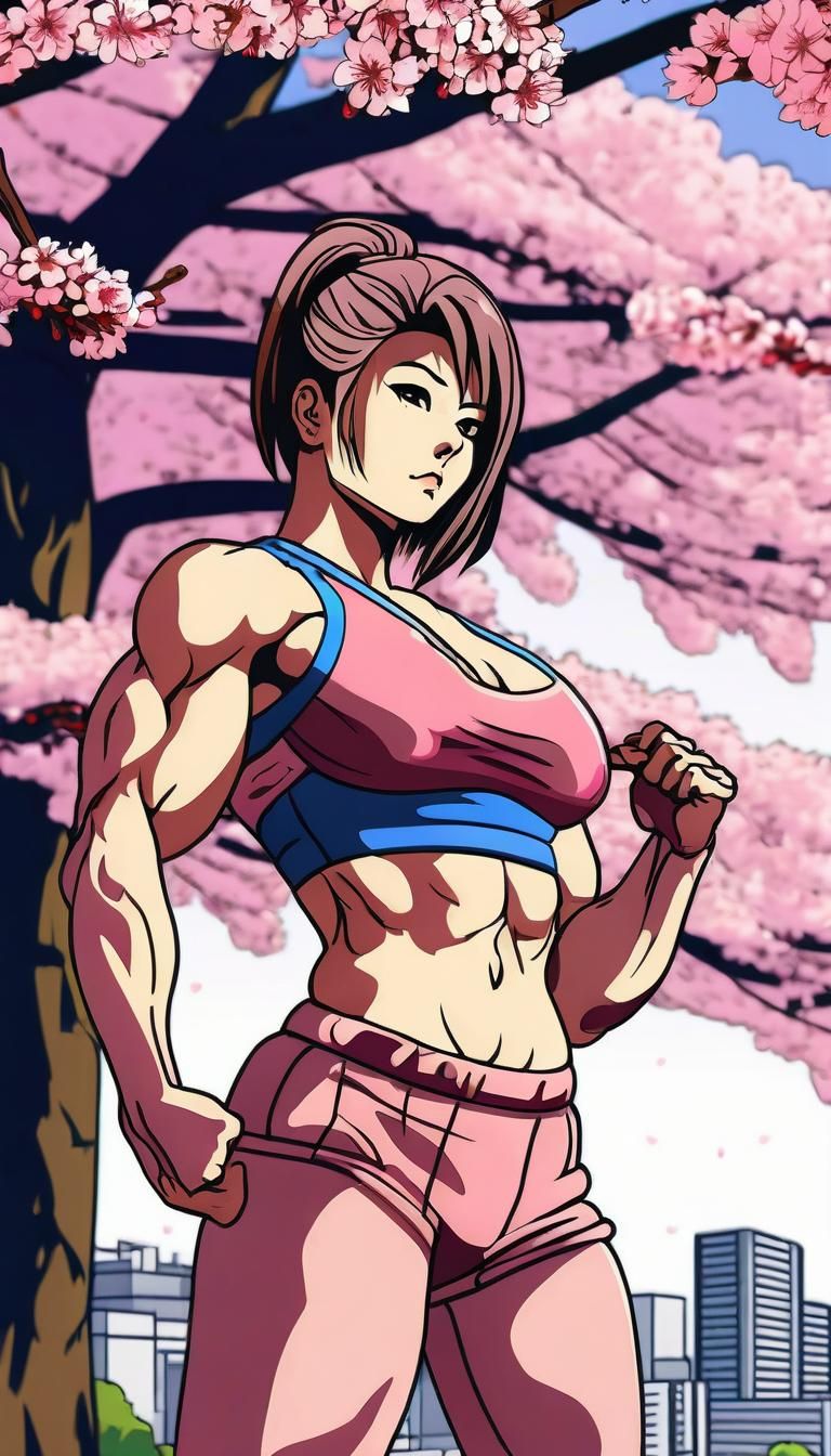 Anime Style Female Bodybuilder Ninja in Osaka