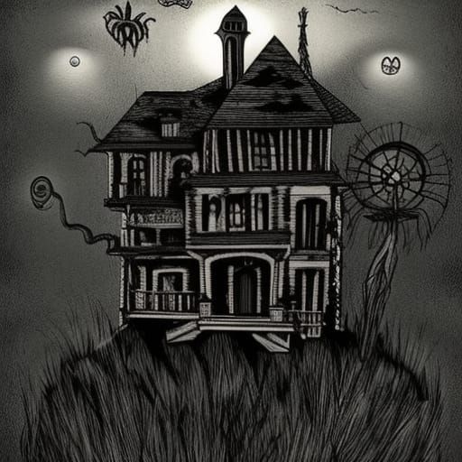 Tim Burton Inspired Haunted House on Mountain