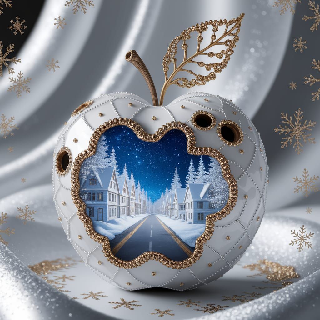 Lace Apple with Sapphire Core in Neorococo Style