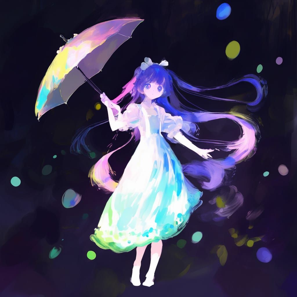 Anime Girl in Bubbly Eyes Style with Painterly Smears