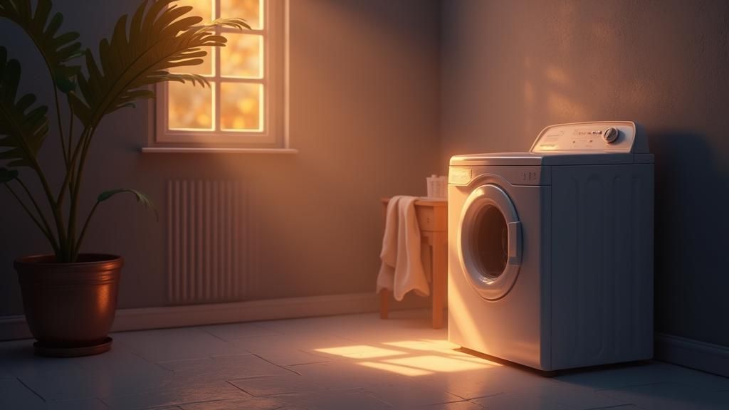 Serene Laundry Room with Glowing Washing Machine