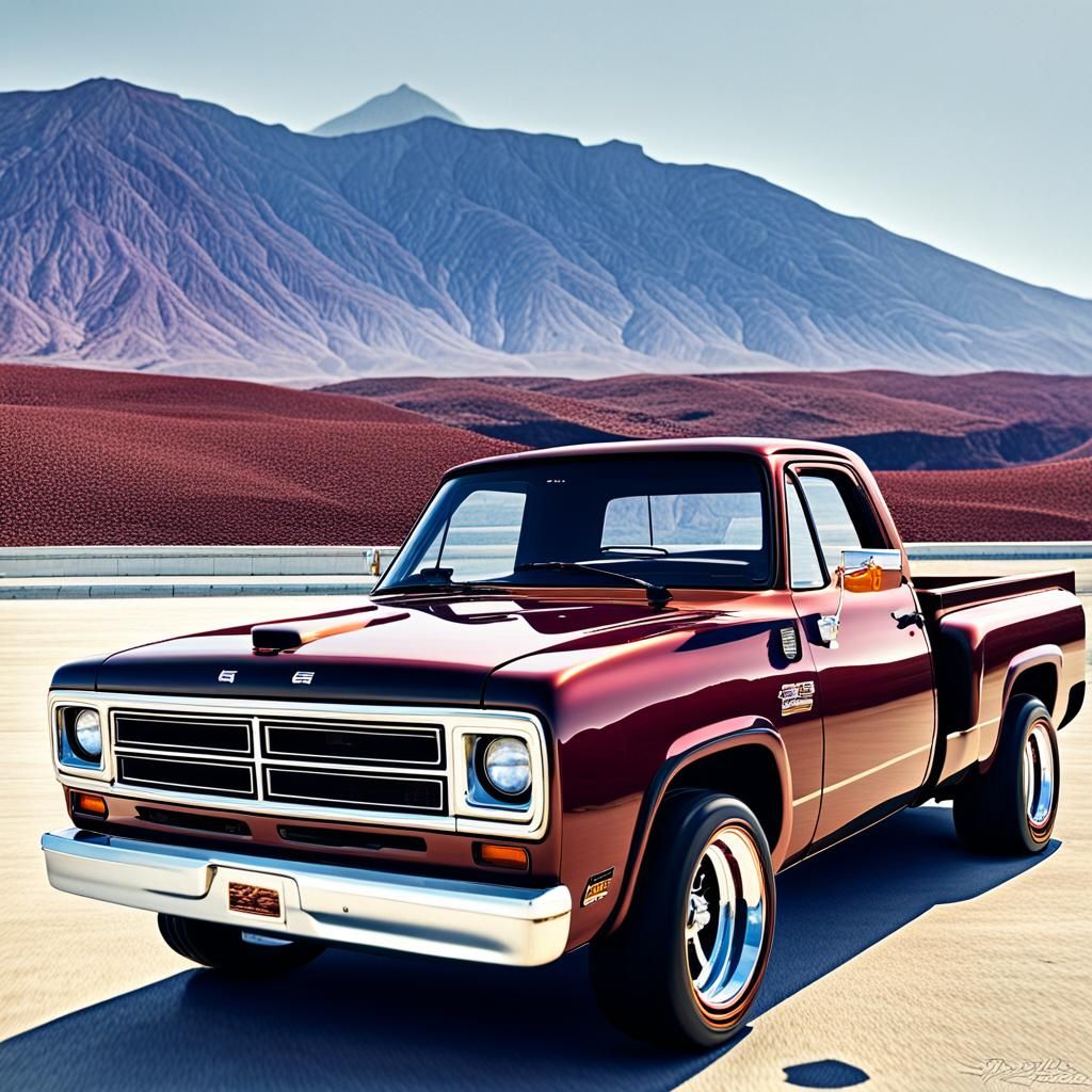 Copper Burgundy 1989 Dodge D100 Racing Truck