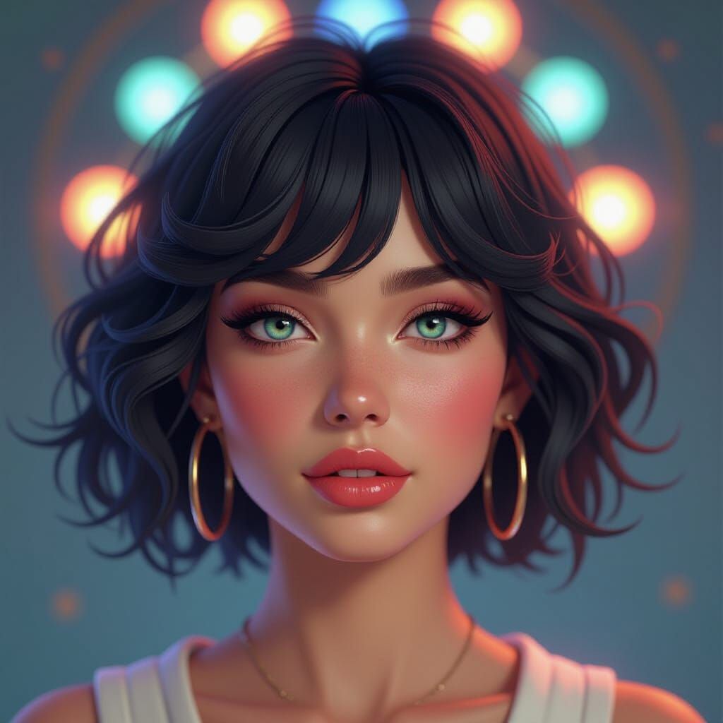 Psychedelic Pop Portrait with Dynamic Lighting