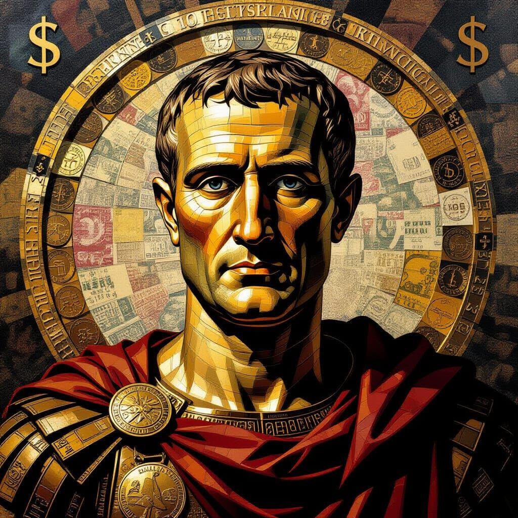 Julius Caesar Portrait Made of Roman Coins