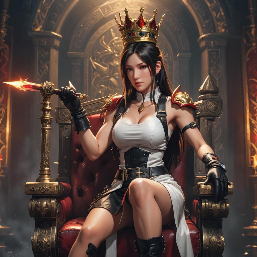 Tifa Lockhart Portrait on Throne in Fantasy Realism