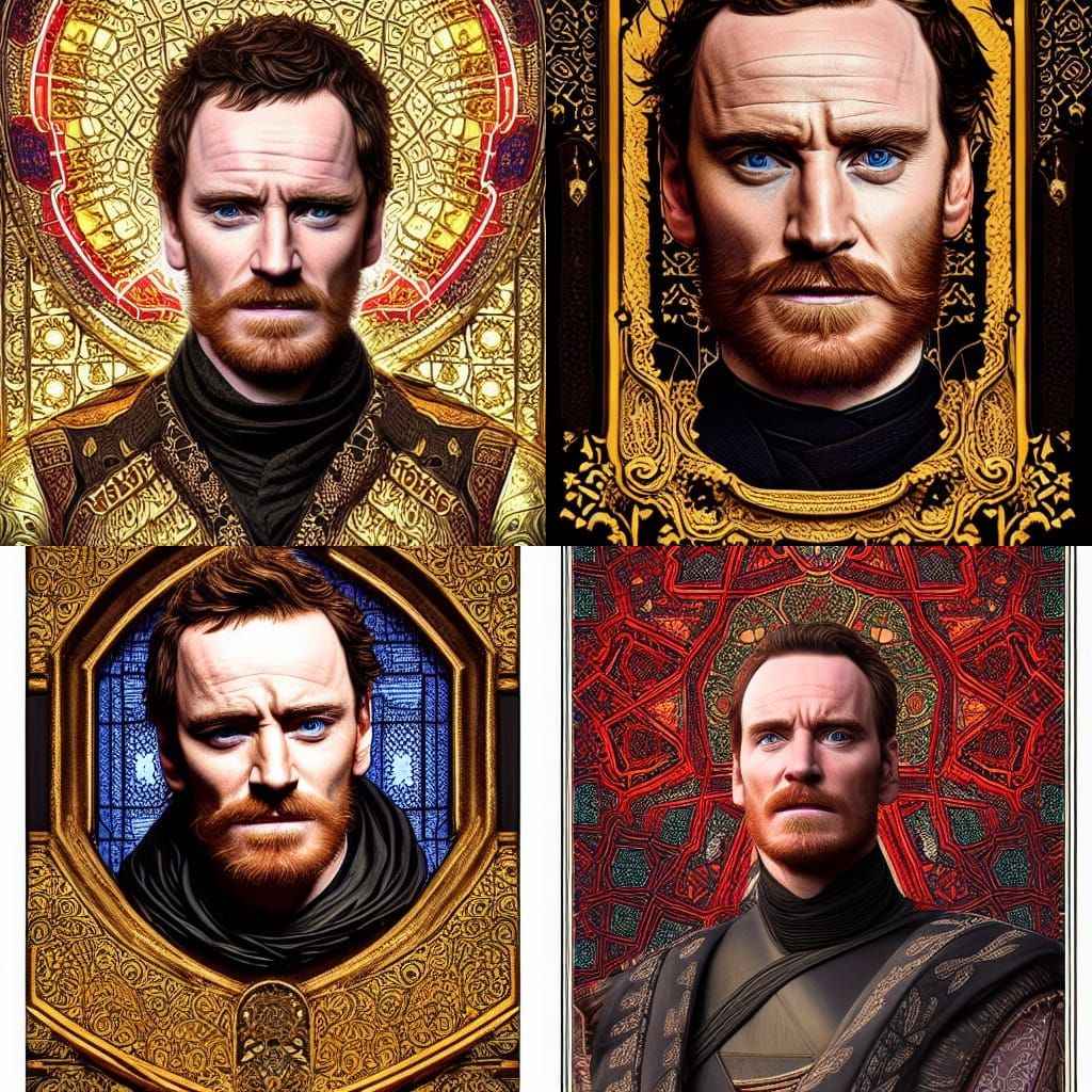 Hamlet Portrait with Stained Glass, Hyperdetailed Art