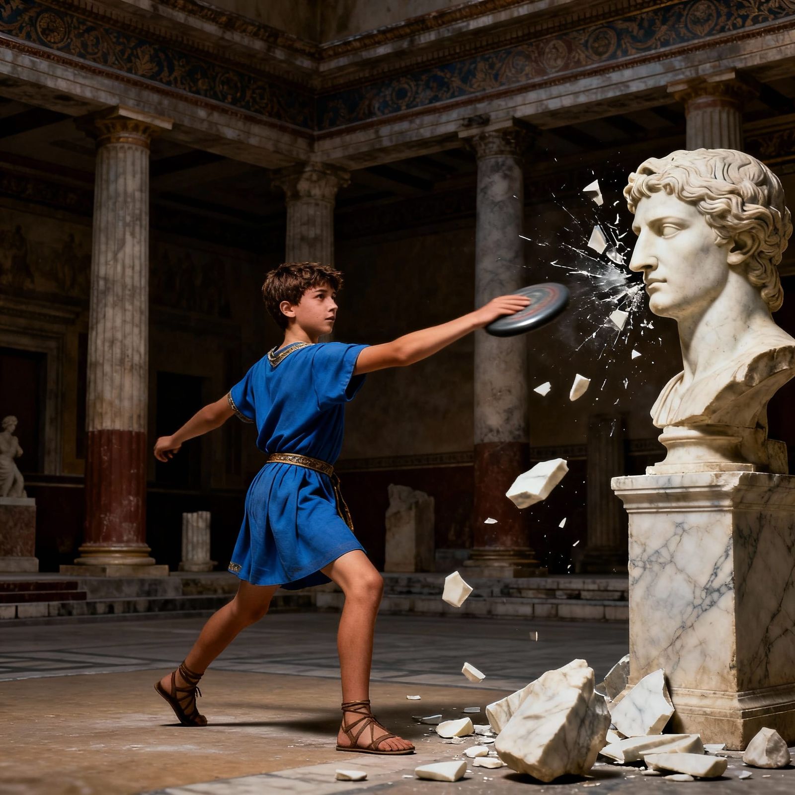 Roman Teenager Throws Discus, Breaks Statue Nose