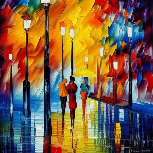 Jazzy Coffee: Neo-Impressionist Expressionist Oil Painting