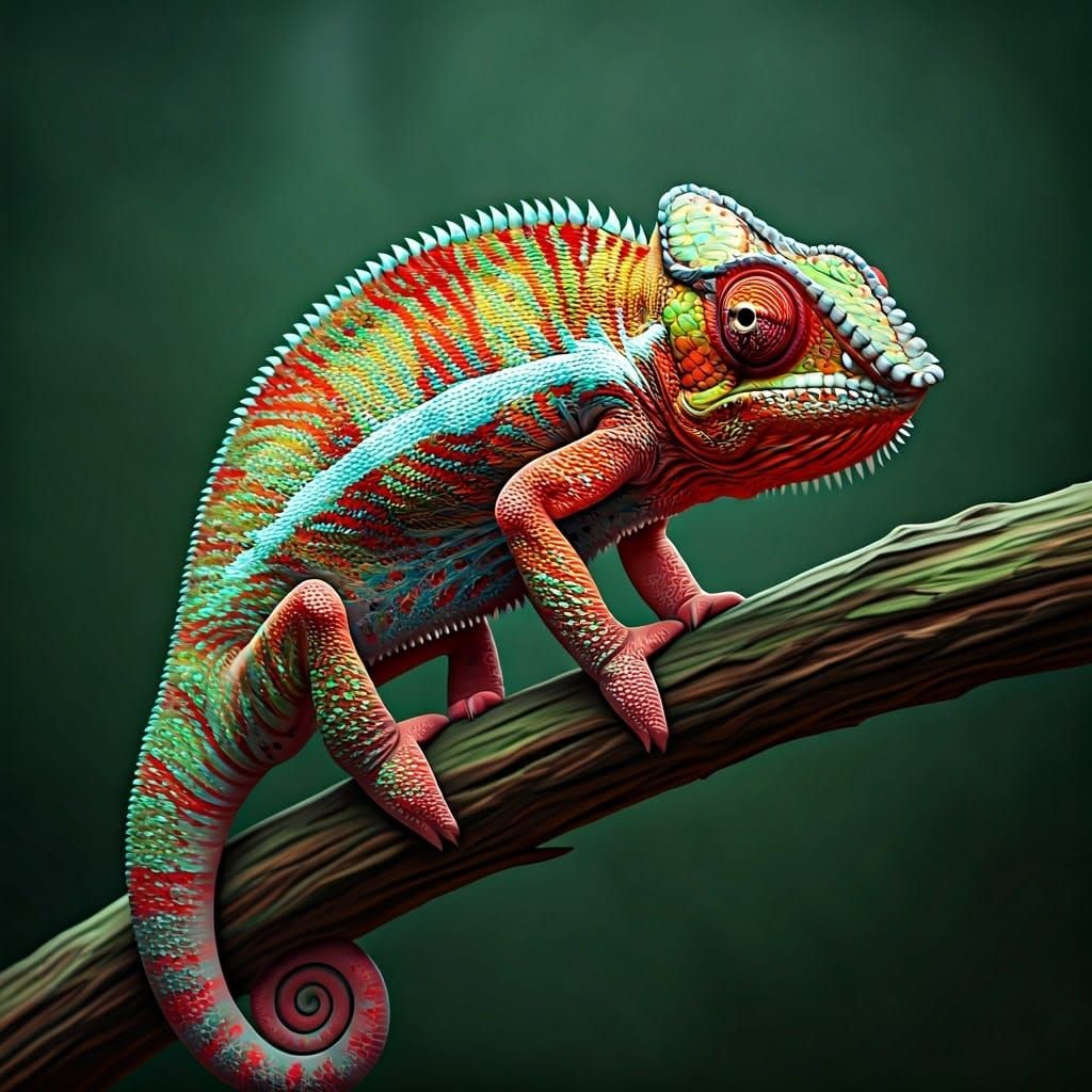 Fantastical Realism Chameleon in Vibrant Pink