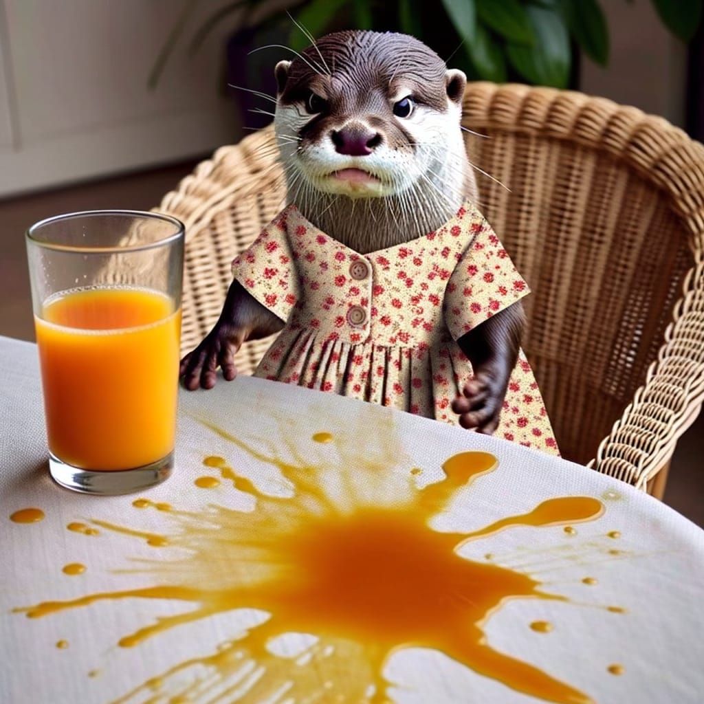Furious Otter with Orange Juice Stain on Dress