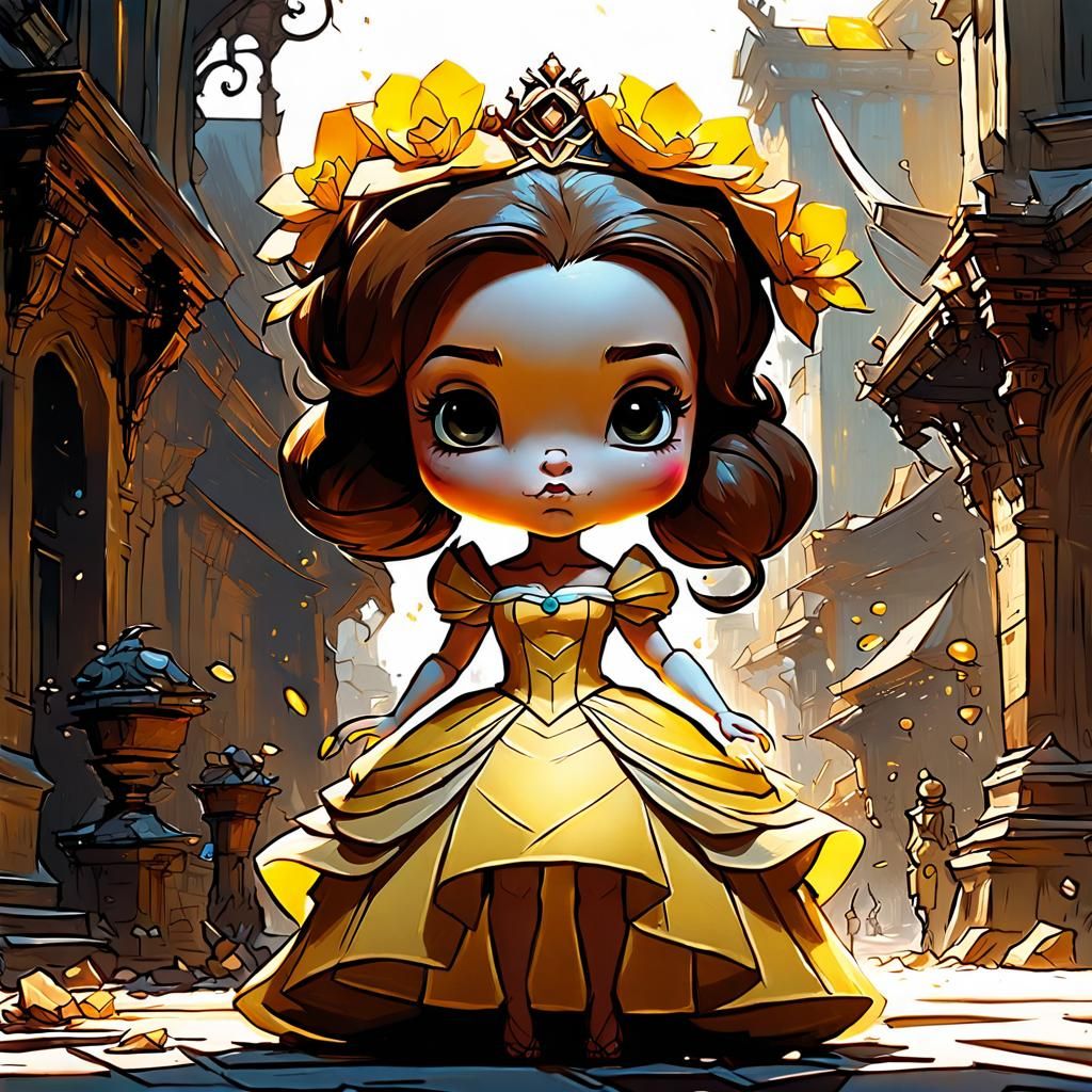 Chibi Princess Belle with Intricate Details