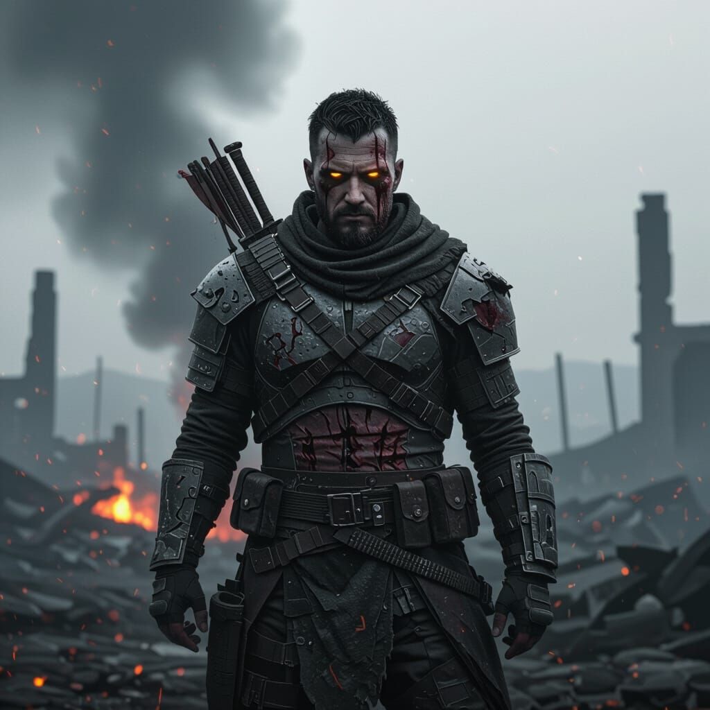 Elite Warrior in Post-Apocalyptic Battlefield