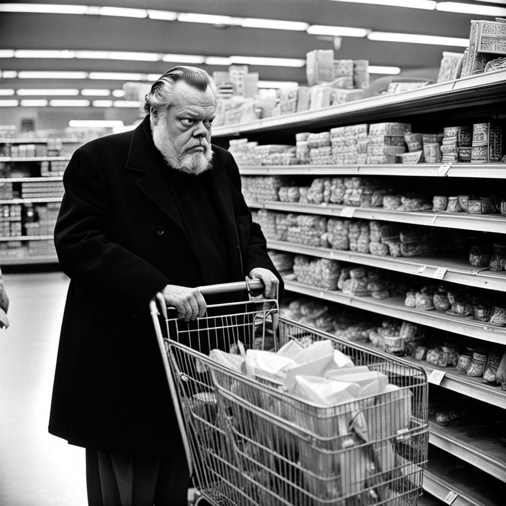 Orson Welles Shops at Walmart, Looking Forlorn