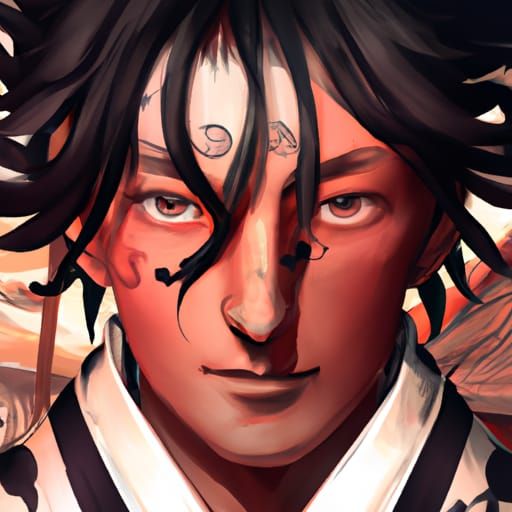 Tanjiro Kamado Portrait in Art Nouveau Style