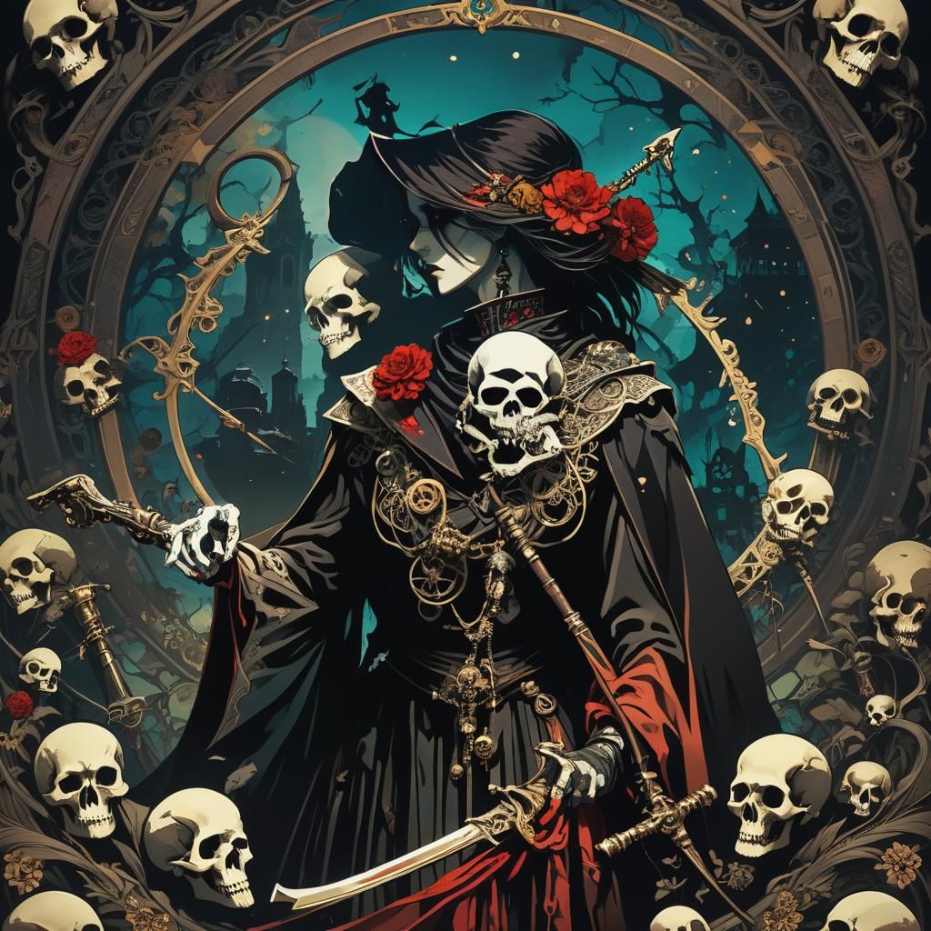 Mystical Spirits Cast Sacred Circle: Gothic Fantasy Art