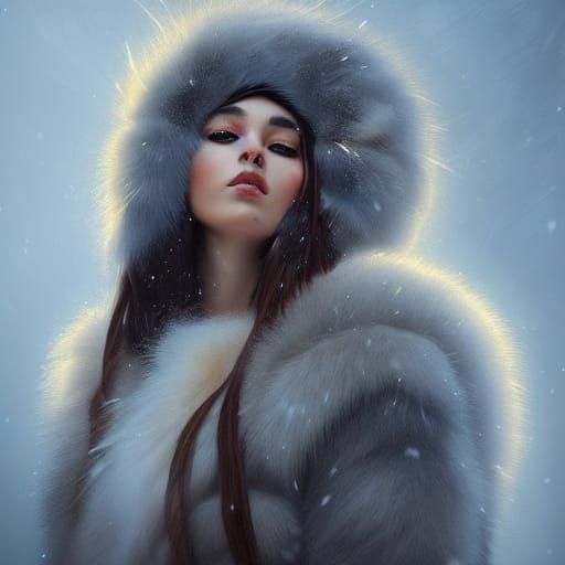 Native American Girl in Winter: Detailed Portrait