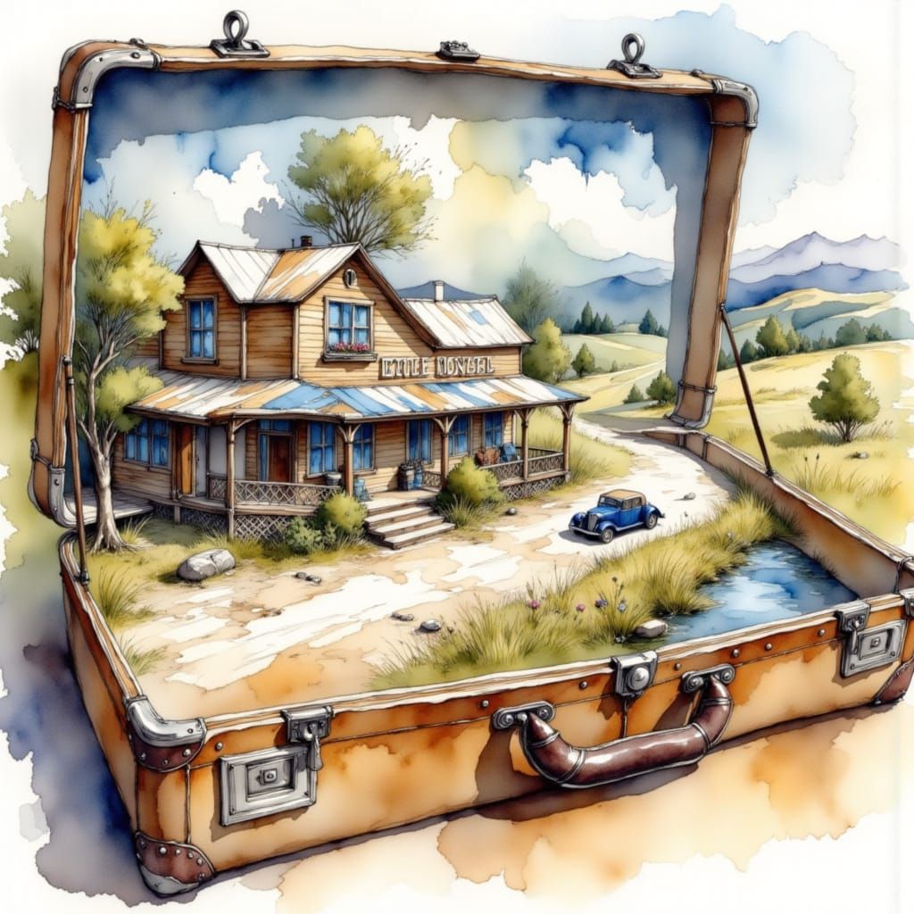 Diorama Hotel in Suitcase, Route 66 Style