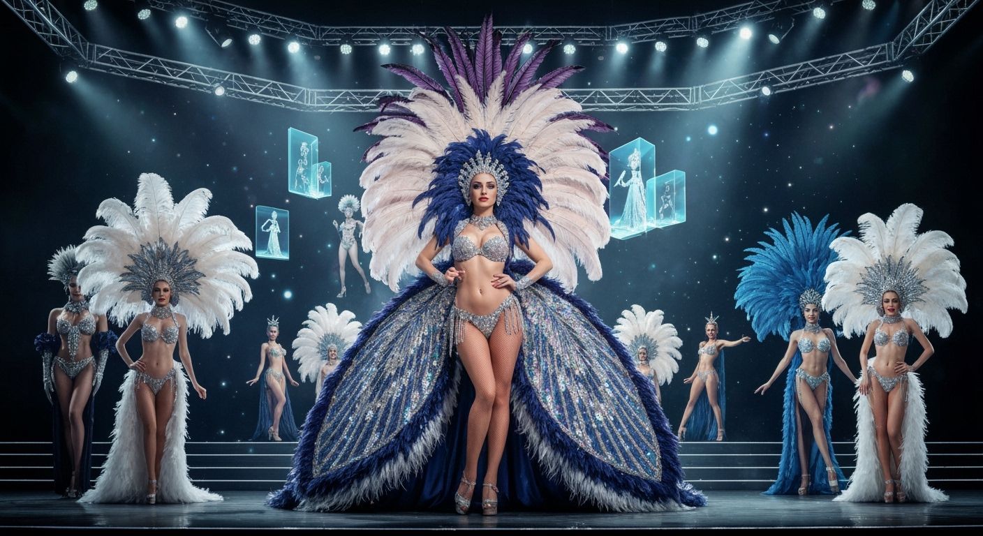 Futuristic Sci-Fi Cabaret with Showgirls in Photorealism