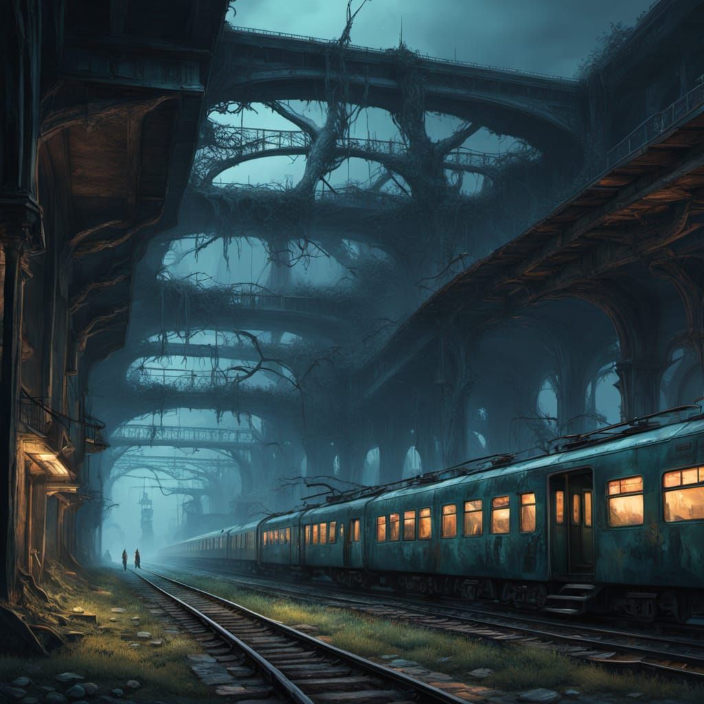 Ethereal Twilight Train Station, Haunted by Eldritch Energie...