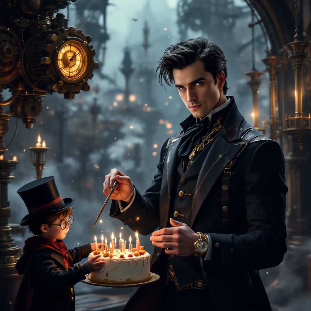 Debonair Steampunk Gentleman Celebrates Birthday with Harry....