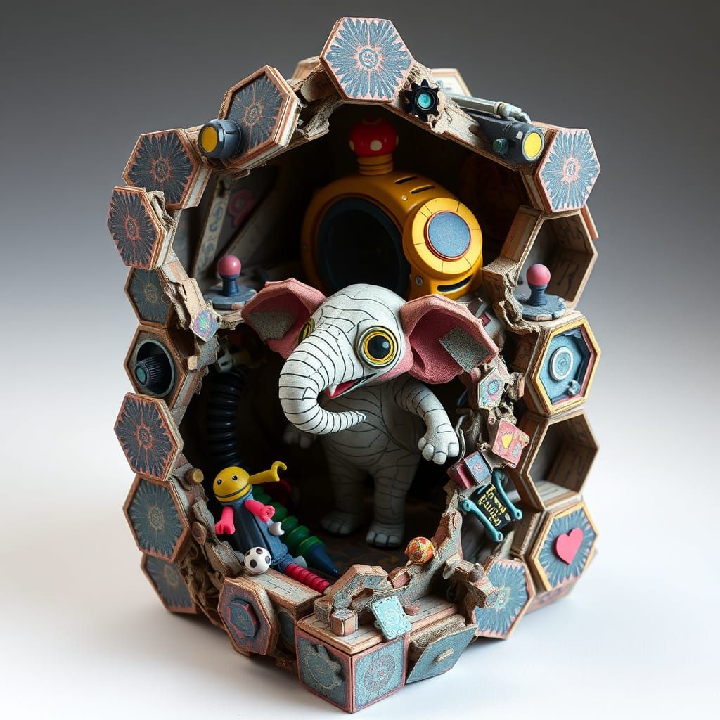 abstract dystopian elephant sculpture