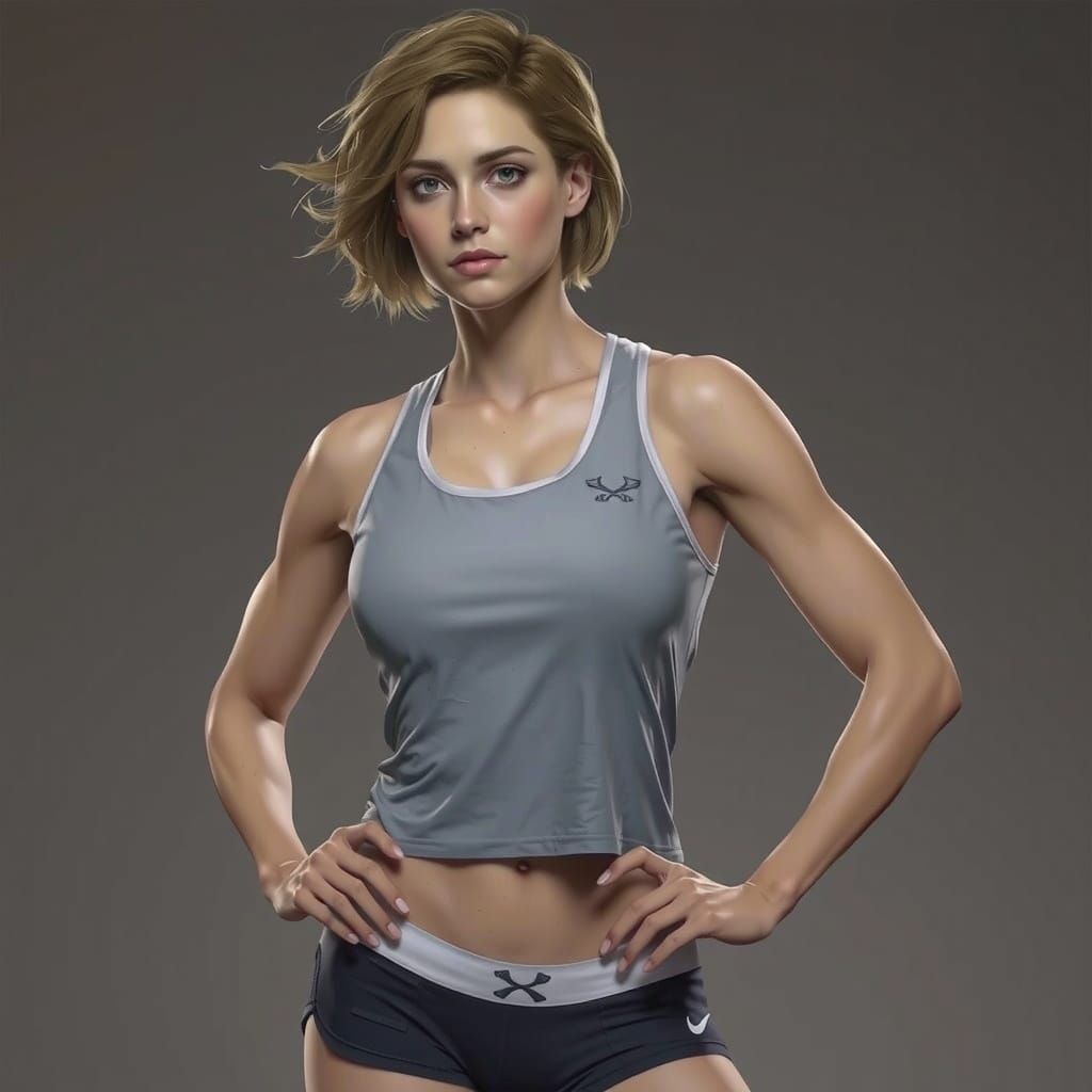 Strong and Confident Young Woman in Sporty Chic Style