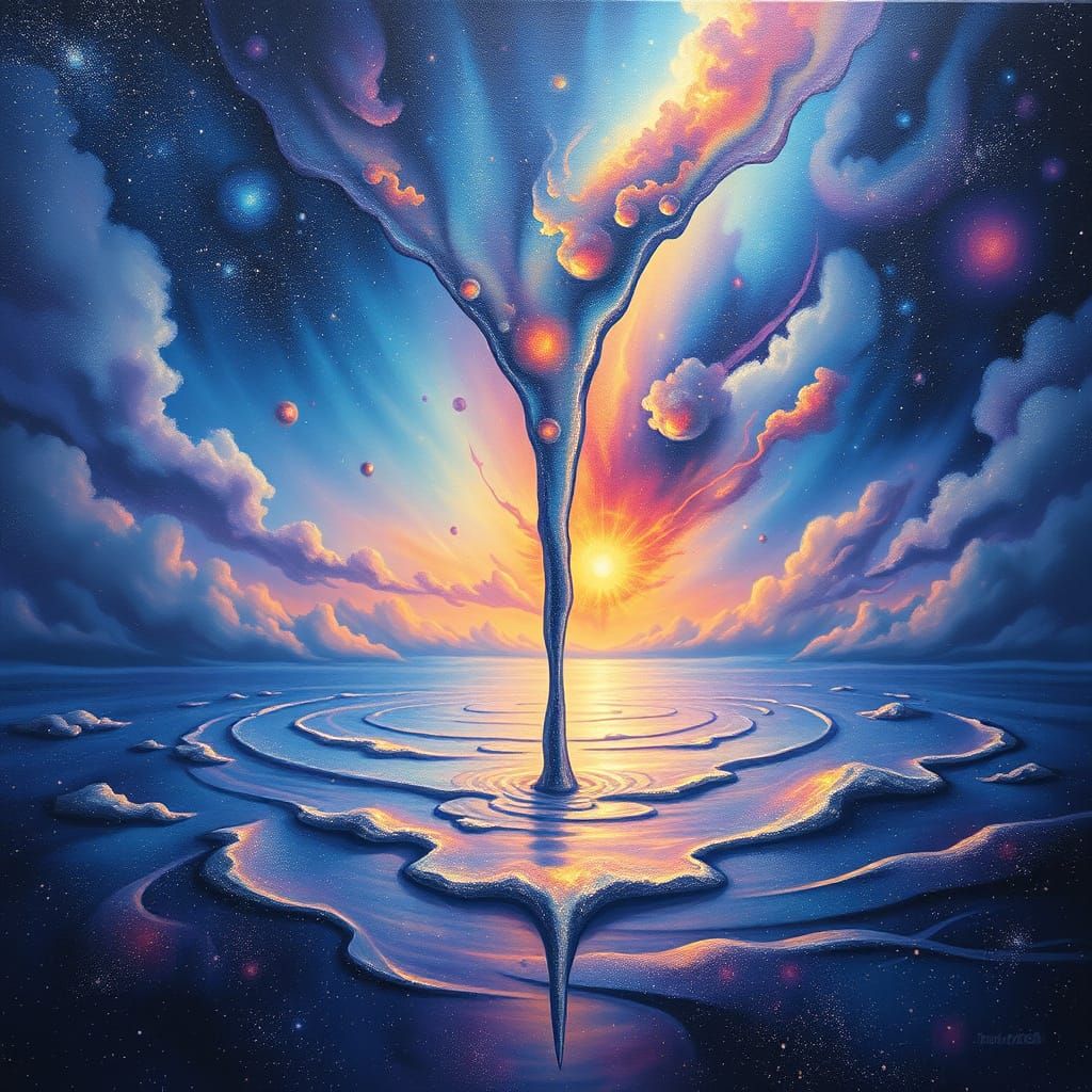 Ethereal Cosmos: A Melting Sky Meets Stellar Ocean