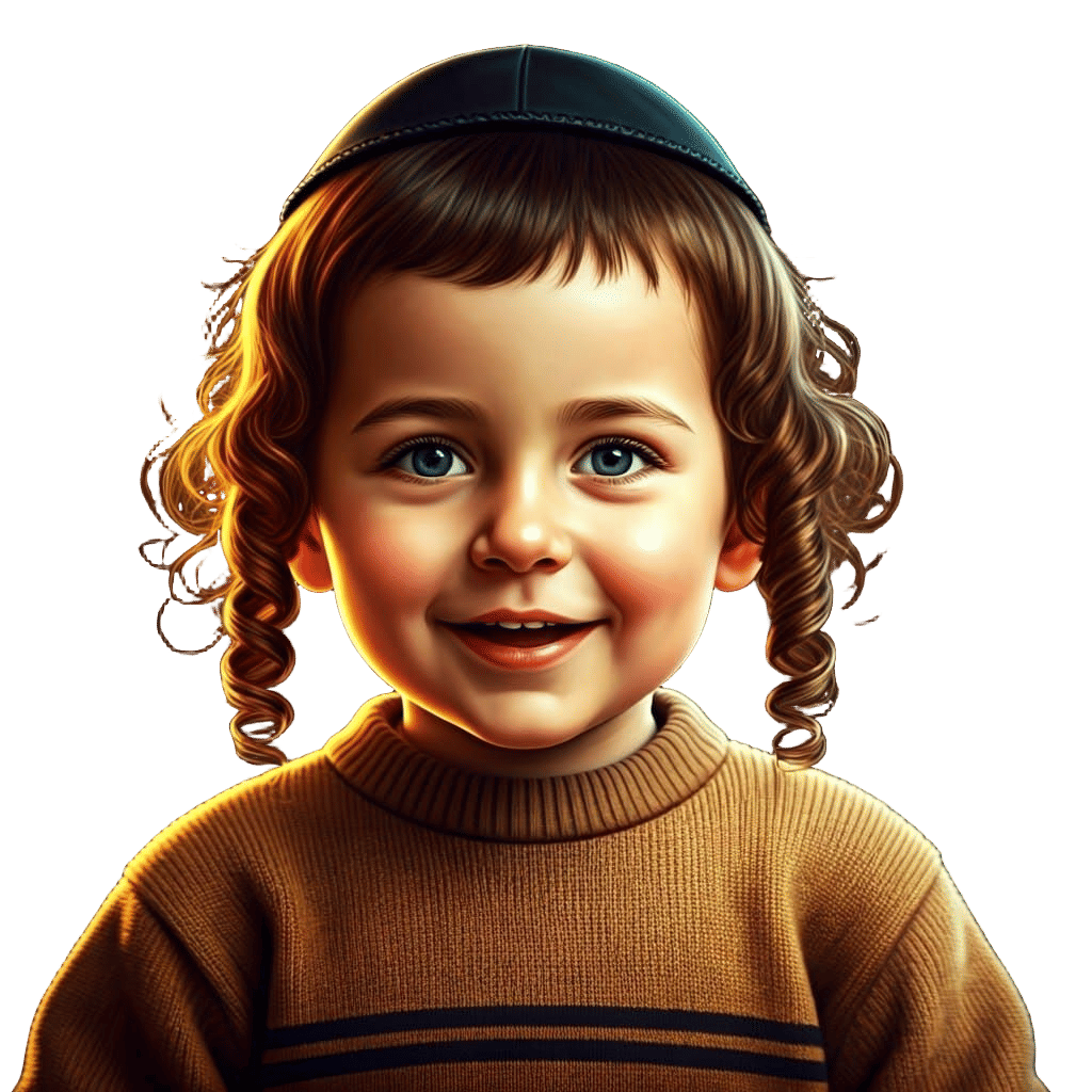 Happy Hasidic Boy with Kippah: Detailed Matte Painting