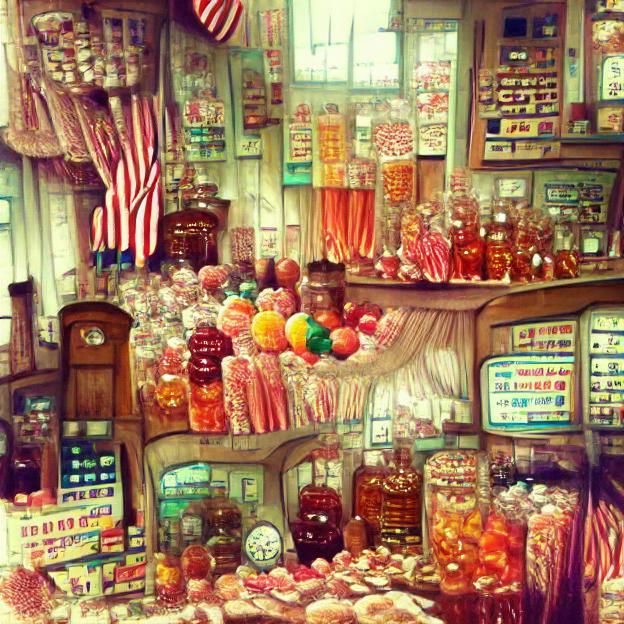 Charming Old-Fashioned Candy Shop Interior