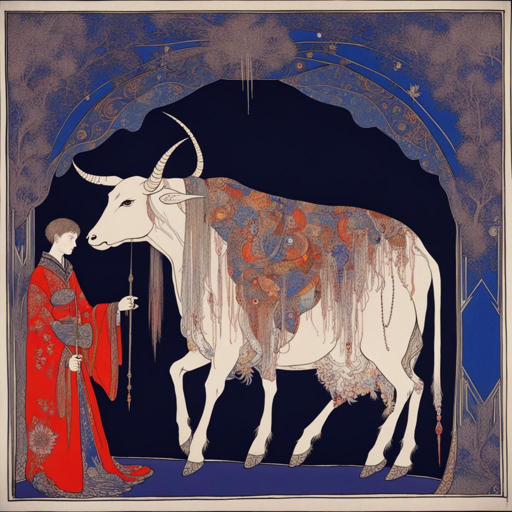Year of the Ox in Stained Glass Style