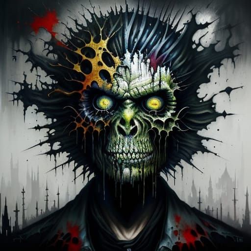 Gnarled Oak Graffiti Art with Polychromatic Colors