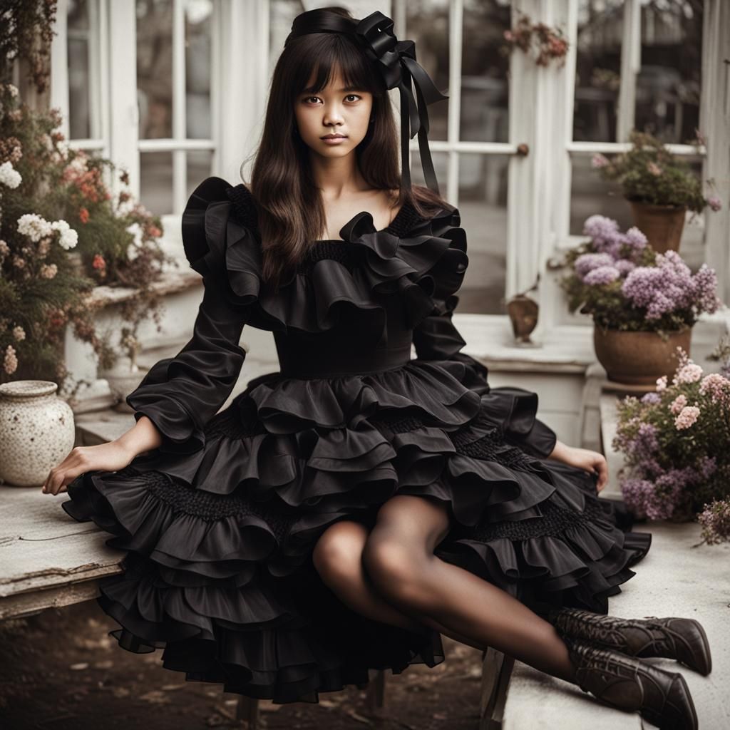 Girly collection: ruffled black dress
