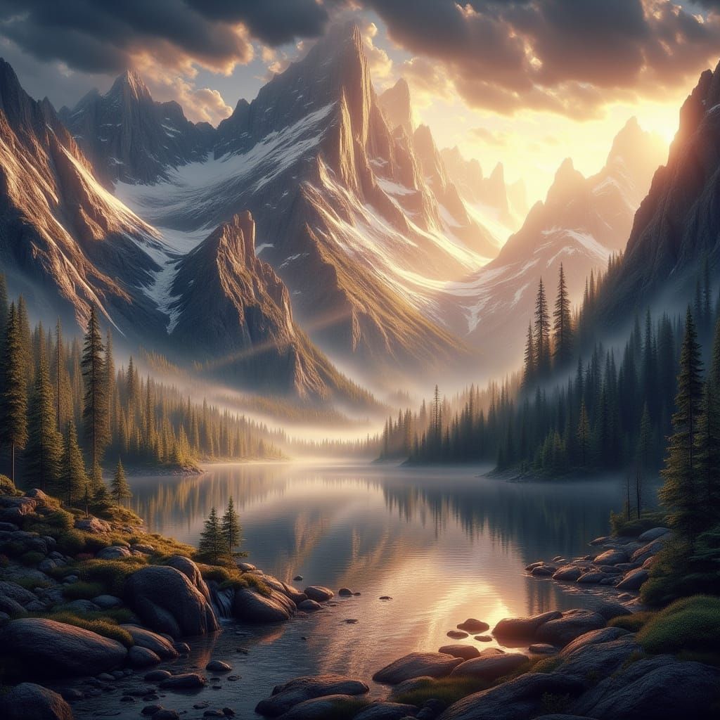 Floating Mountains Glow with Ethereal Golden Light