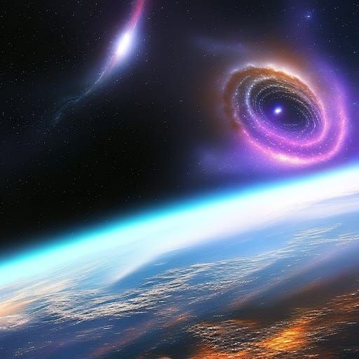 Exploring galaxies intricately detailed hyperdetailed Unreal Engine deep color sharp focus colorful beautiful cosmic det...