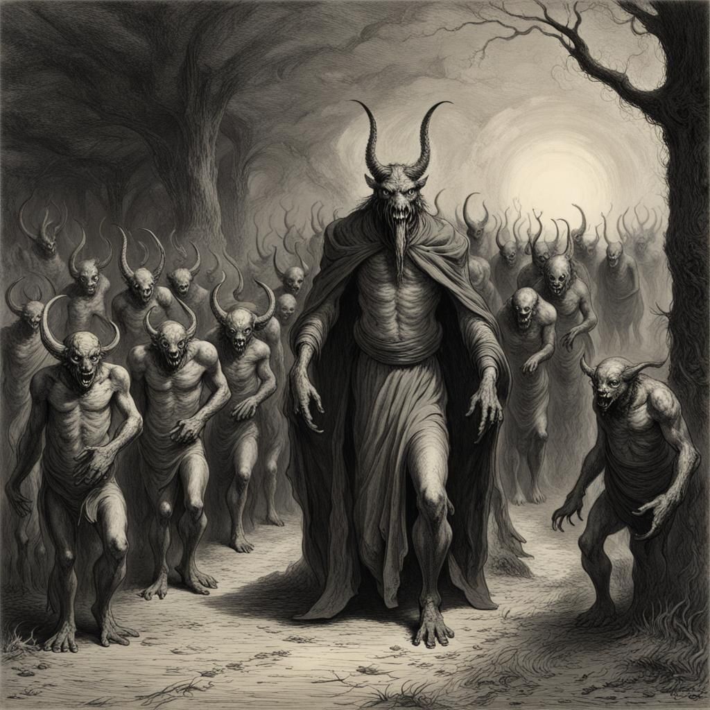 Demonic Horde in Dark Horror Style