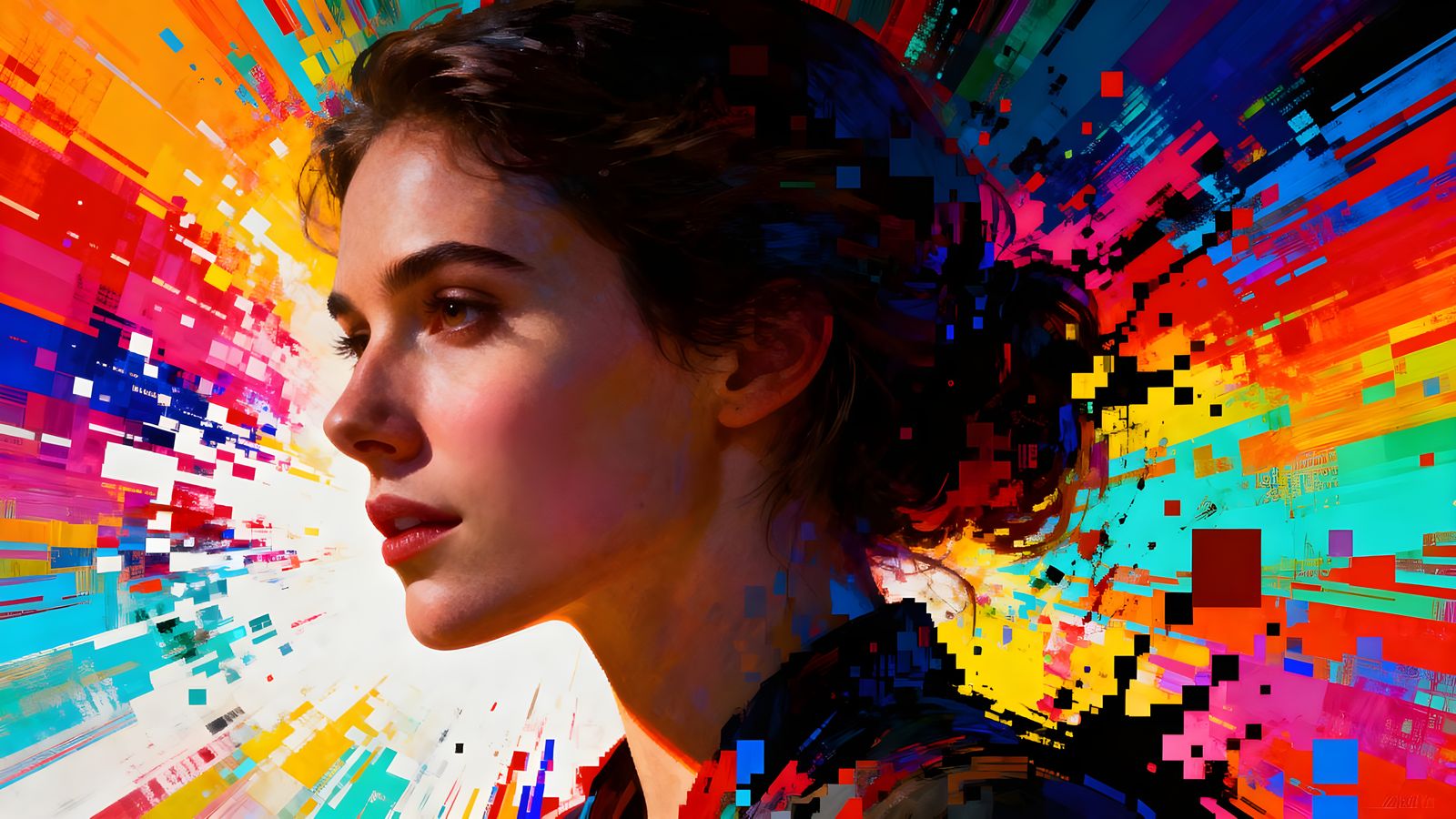 Glitched Digital Portrait of a Woman