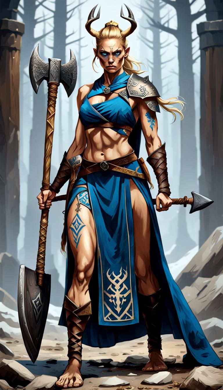 Viking Warrior Woman Portrait in Hyperdetailed Digital Art