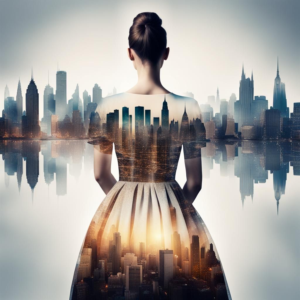 Cityscape Silhouette: A Double Exposure Masterpiece