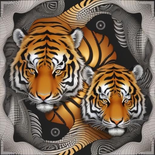 Abstract Tiger King and Queen Fractal Design